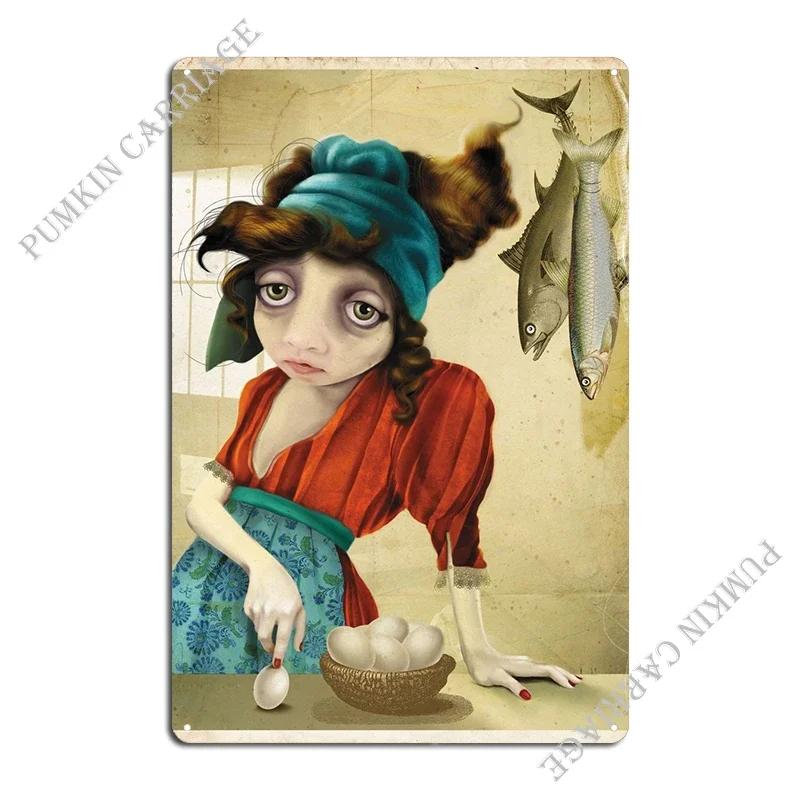 Fish And Eggs Metal Plaque Poster Personalized Classic Club Wall Plaque Garage Tin Sign Poster 20x30cm（7.8x11.8inch）