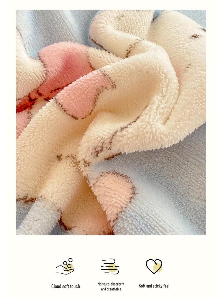 Floral Cartoon Milk Velvet and Lambswool Blanket Set - Thickened, Multifunctional Sofa Cover.