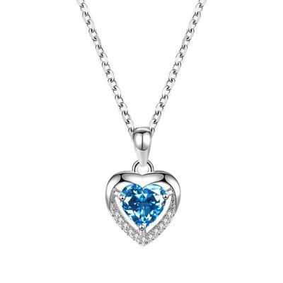 S925 Sterling Silver Ocean Heart Necklace Women's Premium Versatile Clavicle Chain Twelfth Birthstone Pendant Women's Jewelry Gift