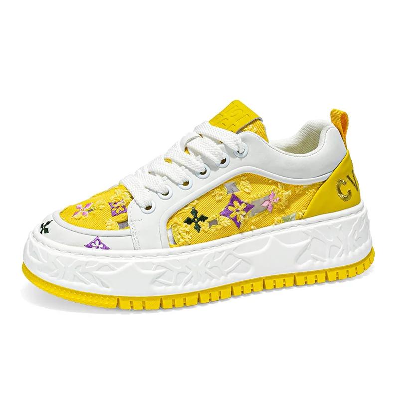 

Мода 2025 Желтые кеды для скейтбординга Мужские дизайнерские кроссовки Платформа Холщовые туфли Мужские Дышащие Летние Повседневные кроссовки Мужские 40