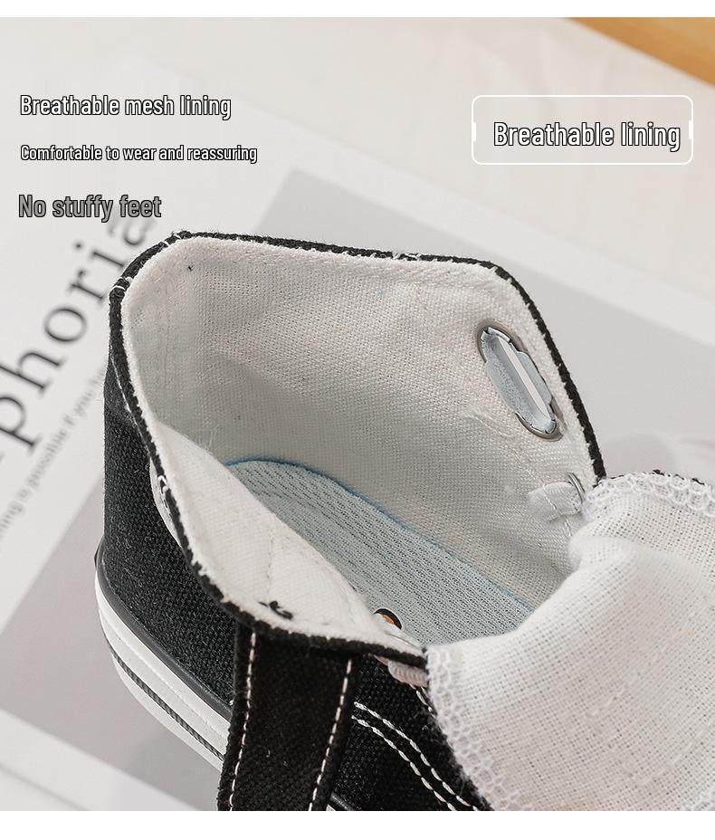 Spring/Autumn Canvas Velcro High-Top Shoes for Toddlers - Unisex Skate & Sports Shoes