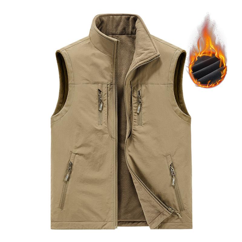 Autumn Winter Thickened fleece double-sided vest Men's Vest Jacket Warm Outerwear slim fit Jacket Casual Style Daily