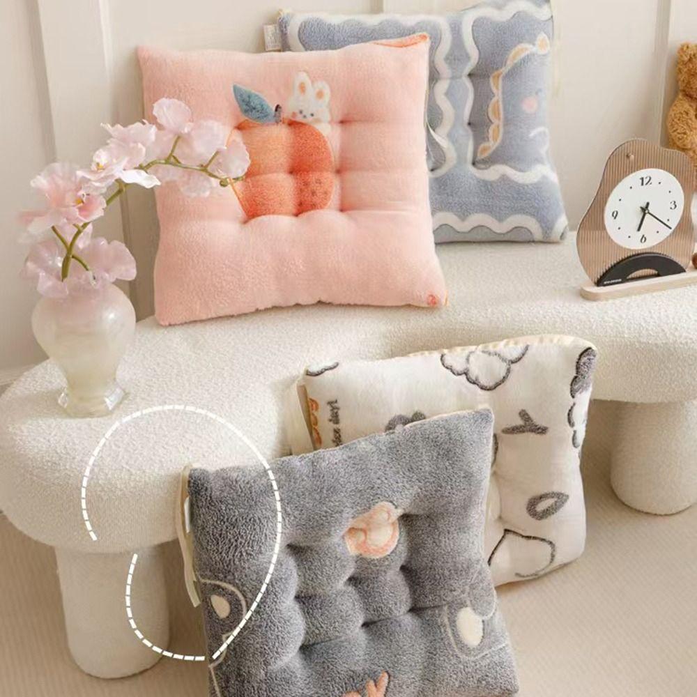 Plush Seat Cushion Square Stool Cushion Cute Back Cushion  for Home&Office