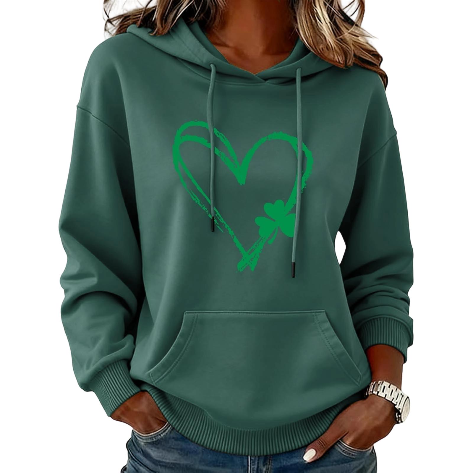Women s Fashion Casual Long Sleeve Hooded St Patrick s Day Print Sweatshirt XL циан 1870₽