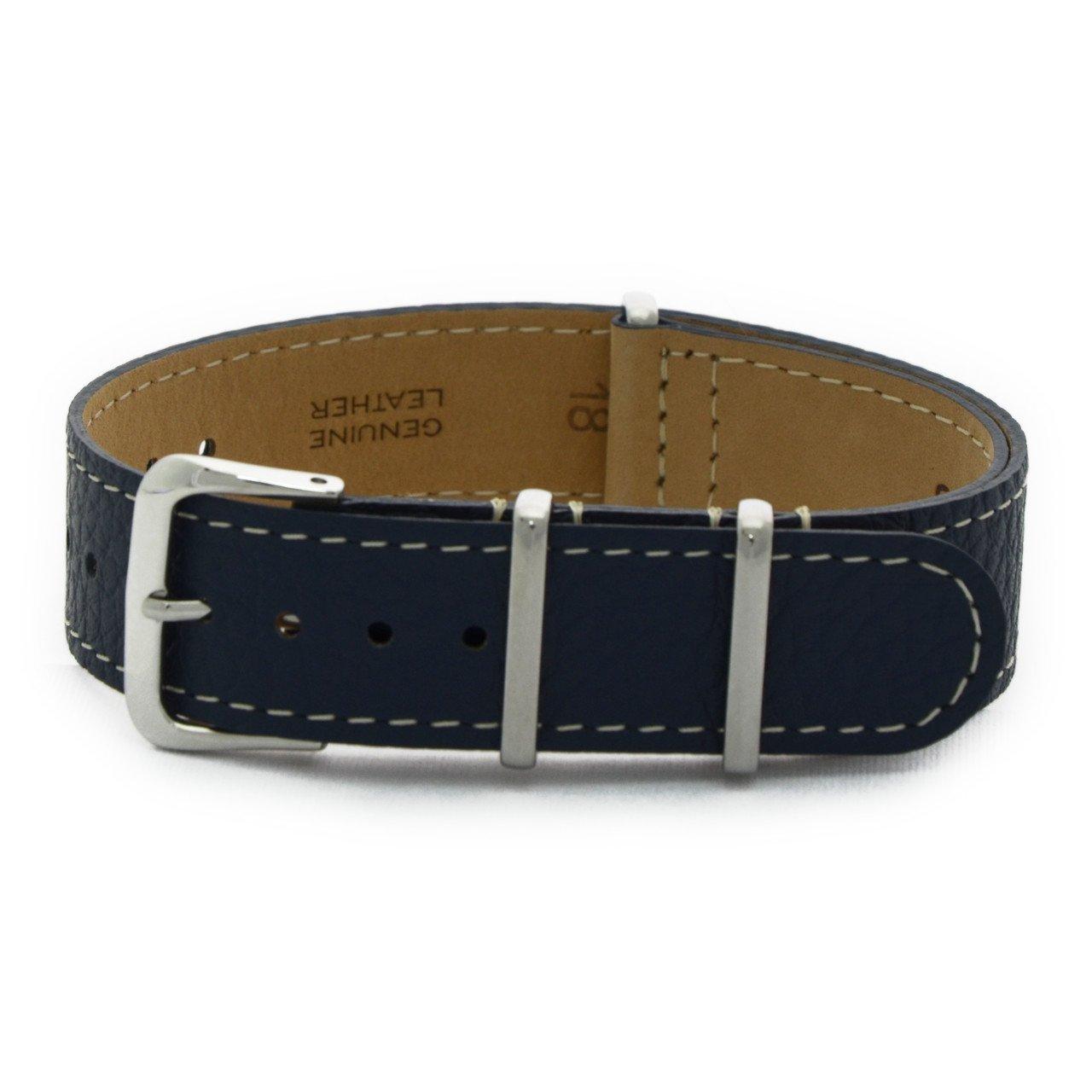 

CASSIS Calfskin Watch Strap TYPE NATO LEATHER 18mm Blue x White with Replacement Tool #189.601S862018