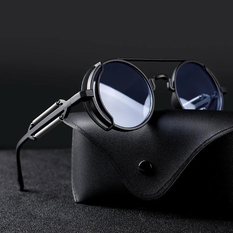 Vintage Punk Round Frame Sun Glasses Men Steampunk Sunglasses Brand Designer Women Eyewear Uv400 Outdoor Sports Driving Google