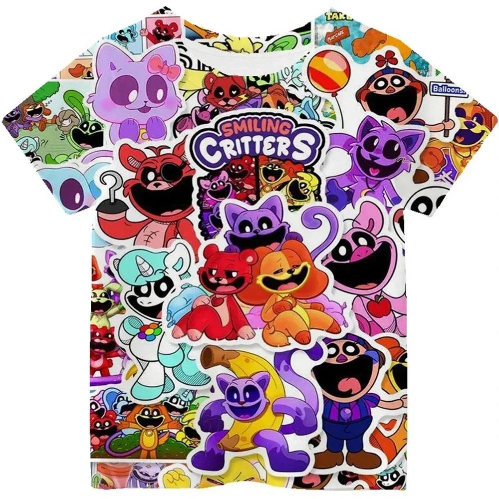 Children T Shirt Smiling Critters 3D Print Short Sleeve T-Shirt Cartoon Kids Tops Summer Clothing Casual Tee Kids Adults T-shirt