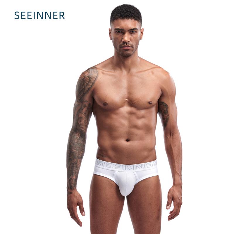 SEEINNER Men's Ribbed Cotton Wide Waist Triangle Sport Underwear