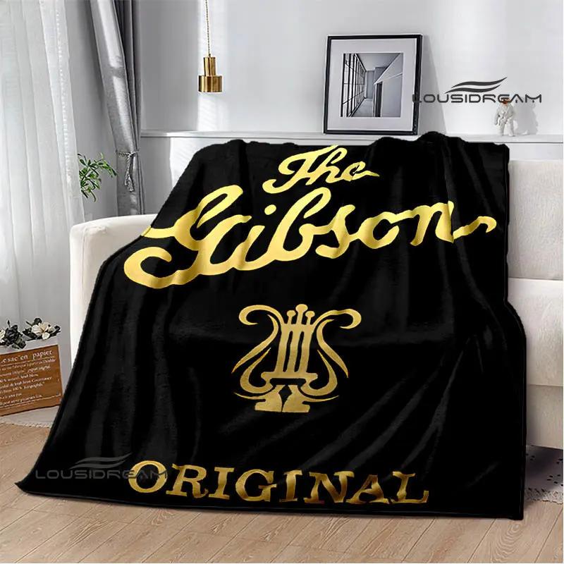 Gibson guitar logo printed blanket Flange warming blanket picnic blanket Home Travel blanket bed linings Birthday Gift