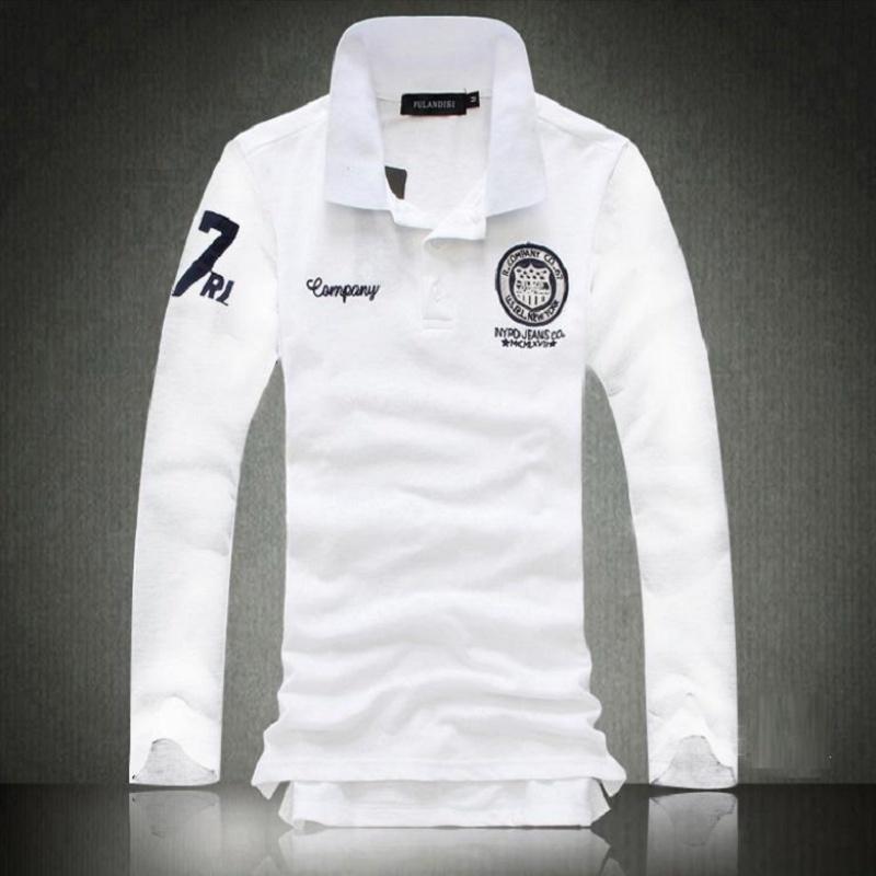 Men's New Fashion Slim Fit Long Sleeve Polo Shirt Casual Cotton Tee