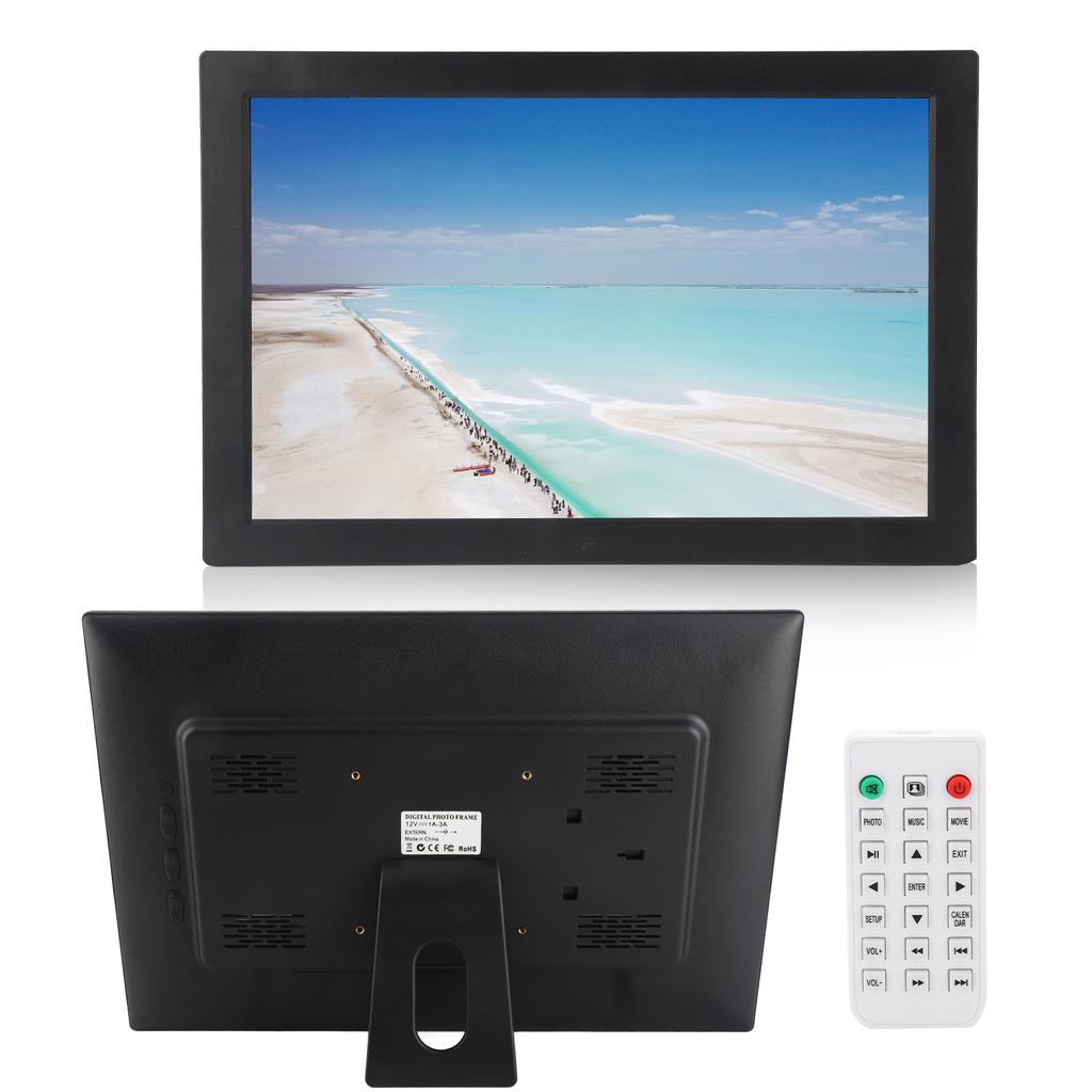 17in HD Digital Photo Frame 1440x900 Support MP3 MP4 Image Play with Digital Clock calendar 100‑240V
