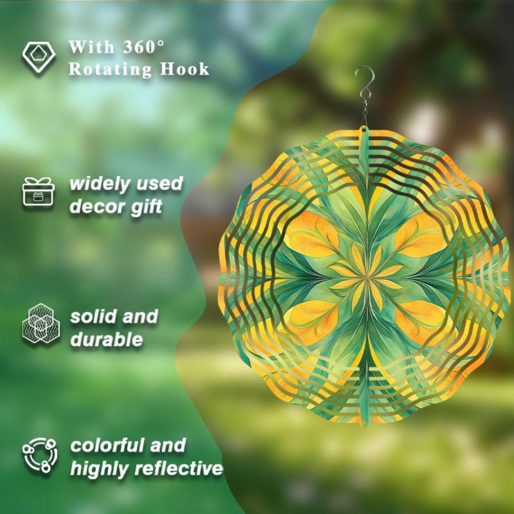 10 Inch Metal Wind Spinner with 360 Degree Hook Vibrant Leaf Design for Garden Balcony Outdoor Decor All Season Hanging Ornament