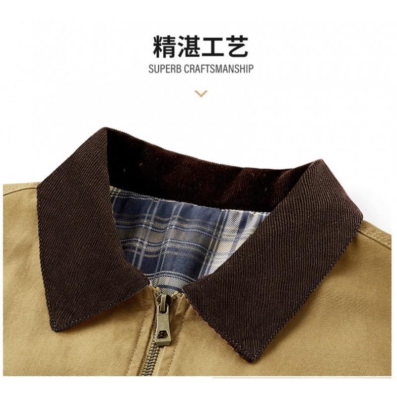 Mens Cotton Puffer Jacket With Stand Collar Multiple Zippered Pockets Casual Outerwear
