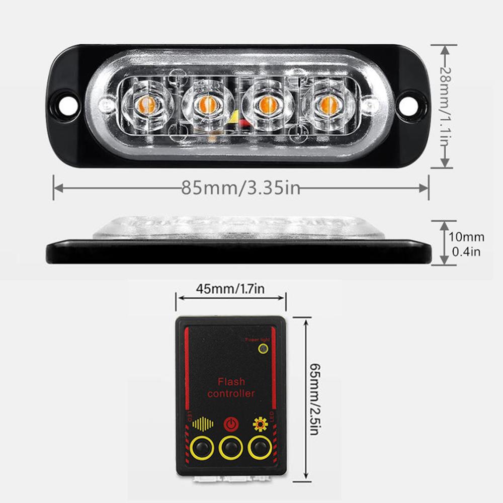 LED Emergency Light 12V 24V Amber LED Truck Car Grille Lights Flasher LED Emergency Beacon Strobe Signal Light