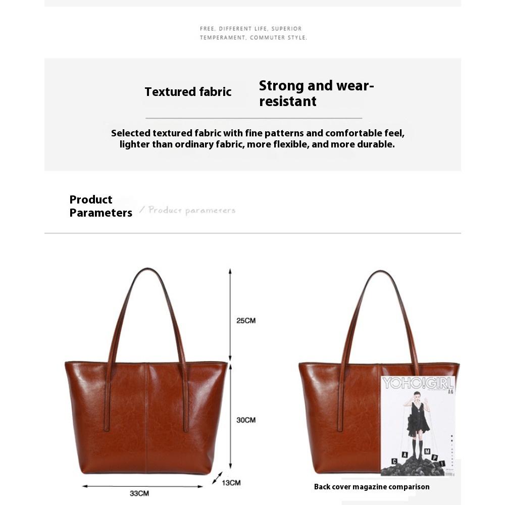 Bag Women's Large Capacity Leather Women's Bag Tote Bag Women's Cowhide Handheld Shoulder Crossbody Bag