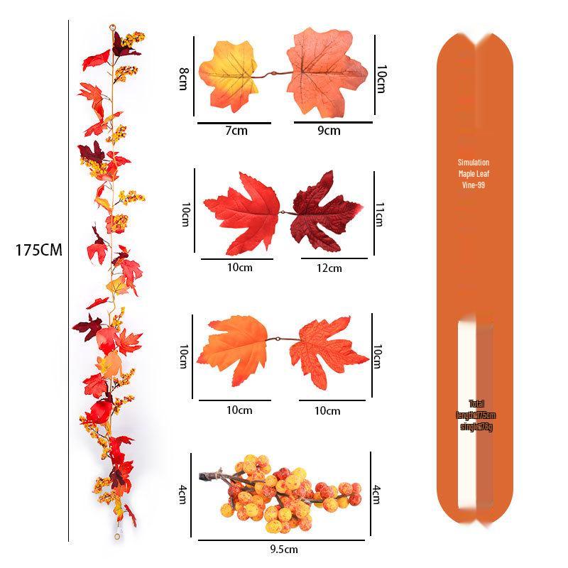 Autumn Festival Maple Leaf Vine Display: Fake Leaves for Halloween & Decorative Scenery