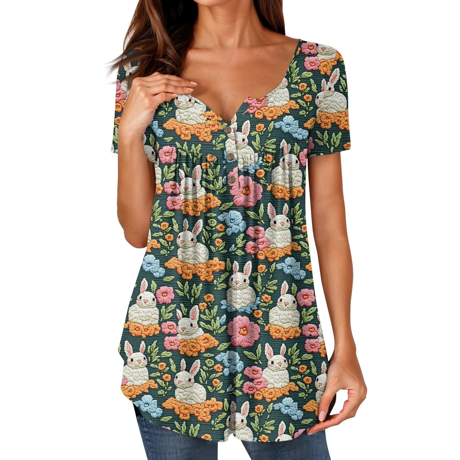 

Женские туники, топы, нарядные, повседневные, летние, с принтом, рубашки с коротким рукавом, свободный крой, плиссированный топ в стиле бохо L зелёный