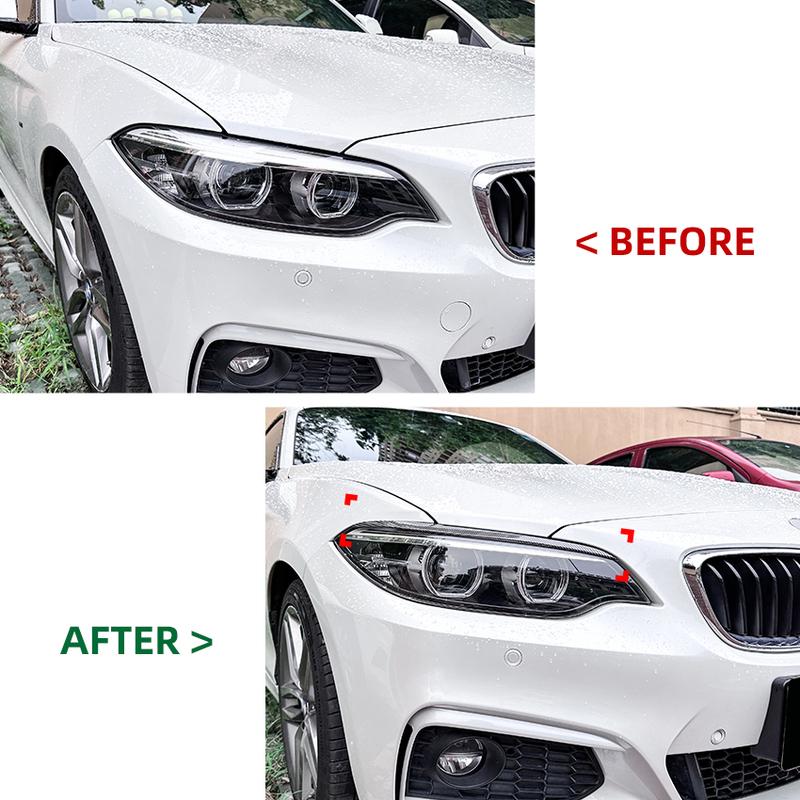 Carbon Fiber Headlight Eyebrow For BMW 2 Series F22 F23 2015-2019 Front Head Light Lamp Cover Trim Headlamp Eyelid Sticker