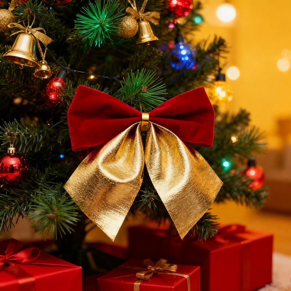 50Pcs Christmas Decor Christmas Tree Bow 5.5CM Red Velvet Bow Xmas Tree Ornaments Home New Year 2026 Home Decoration Mini Bows
