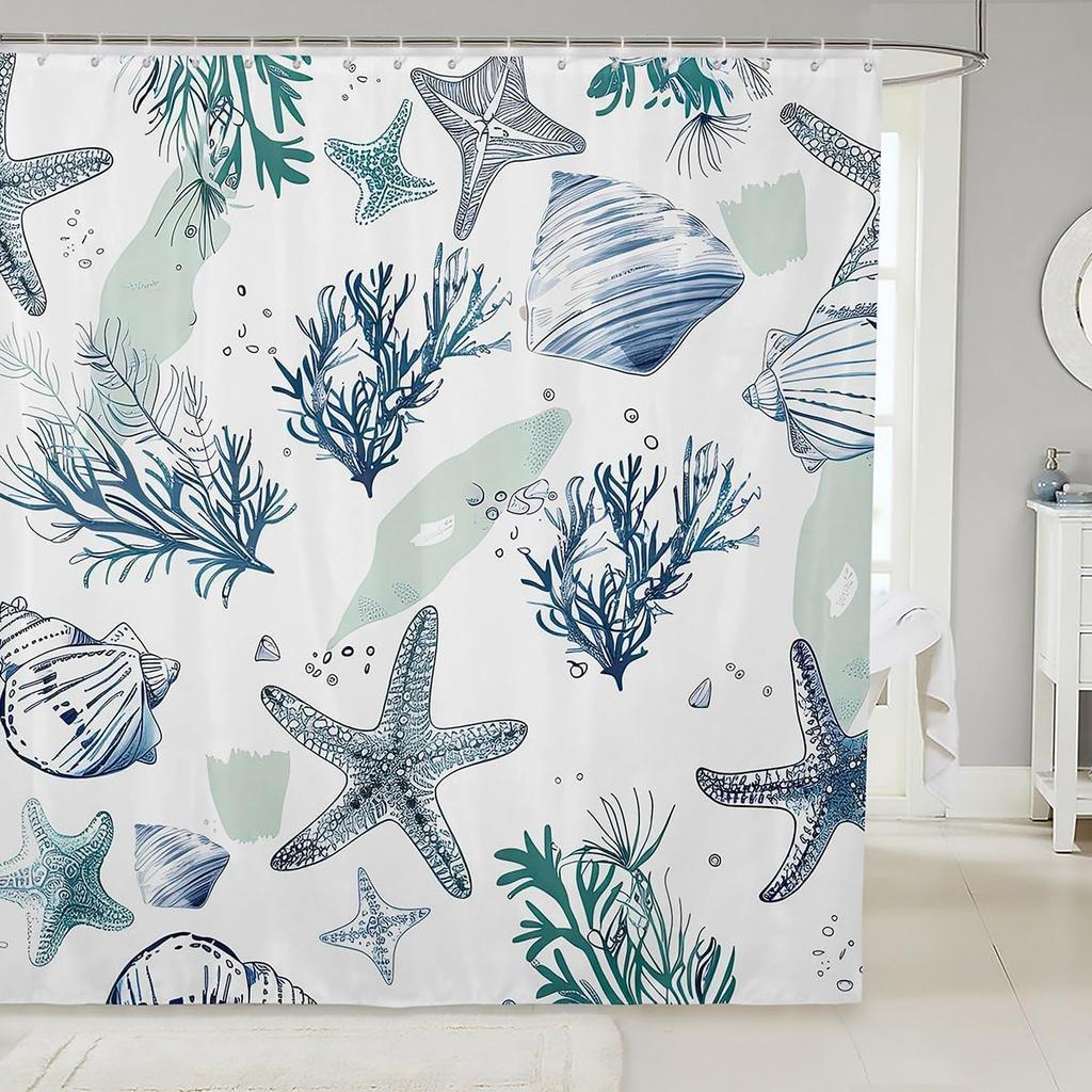 Ocean Wave Shower Curtain Japanese Hokusai Bathroom Shower Curtain Sets for Young Vintage Abstract Sea Waves Fabric Shower