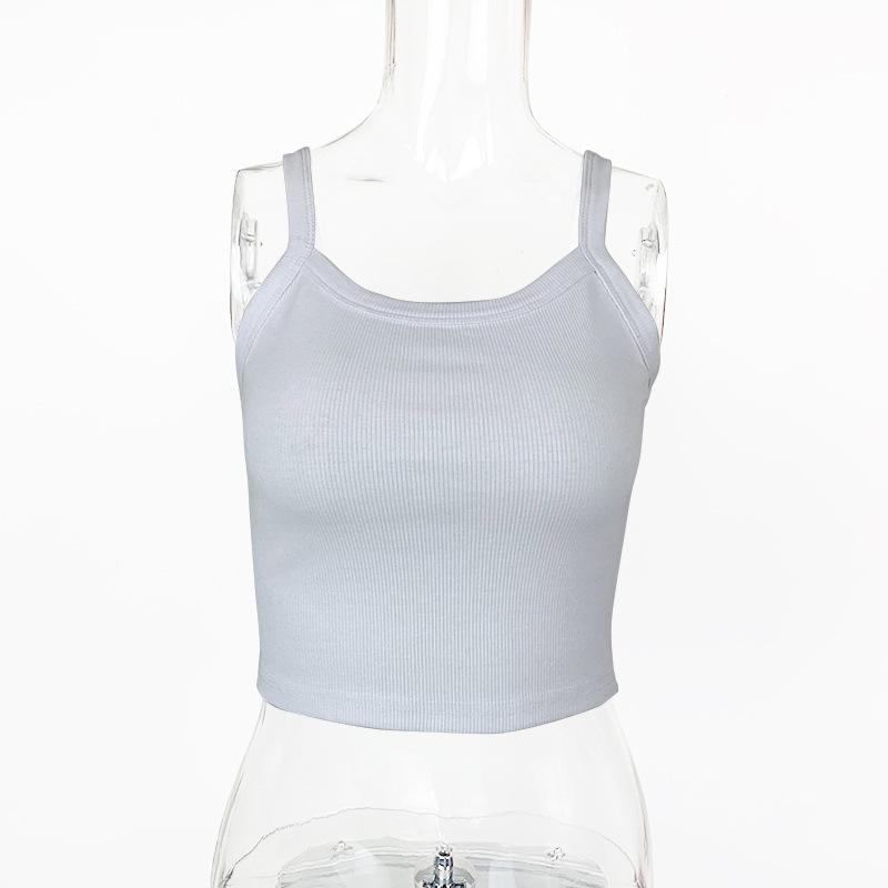 GMXIA Женский трикотажный топ Ins Niche Thread Halter, короткий укороченный жилет с U-образным вырезом S белый