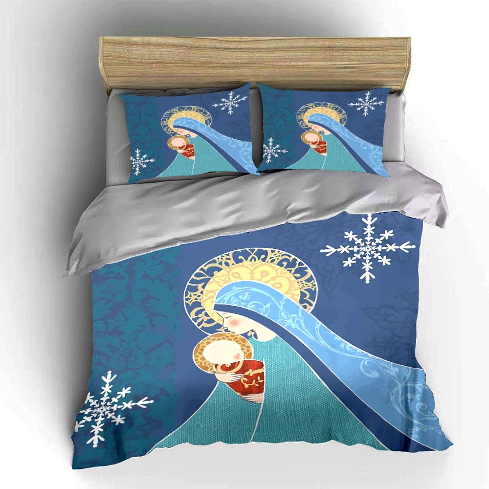 Holy Mother and Child Design Bedding Duvet Cover Set Duvet Cover Pillowcases (1*Duvet Cover 2*Pillowcases, Without Duvet Insert)
