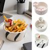 Small Dish for Dips And Snacks French Fries Bowl with Sauce Dipping Compartment, Heat Resistant Ceramic Snack Server, Microwave Safe Dual Section