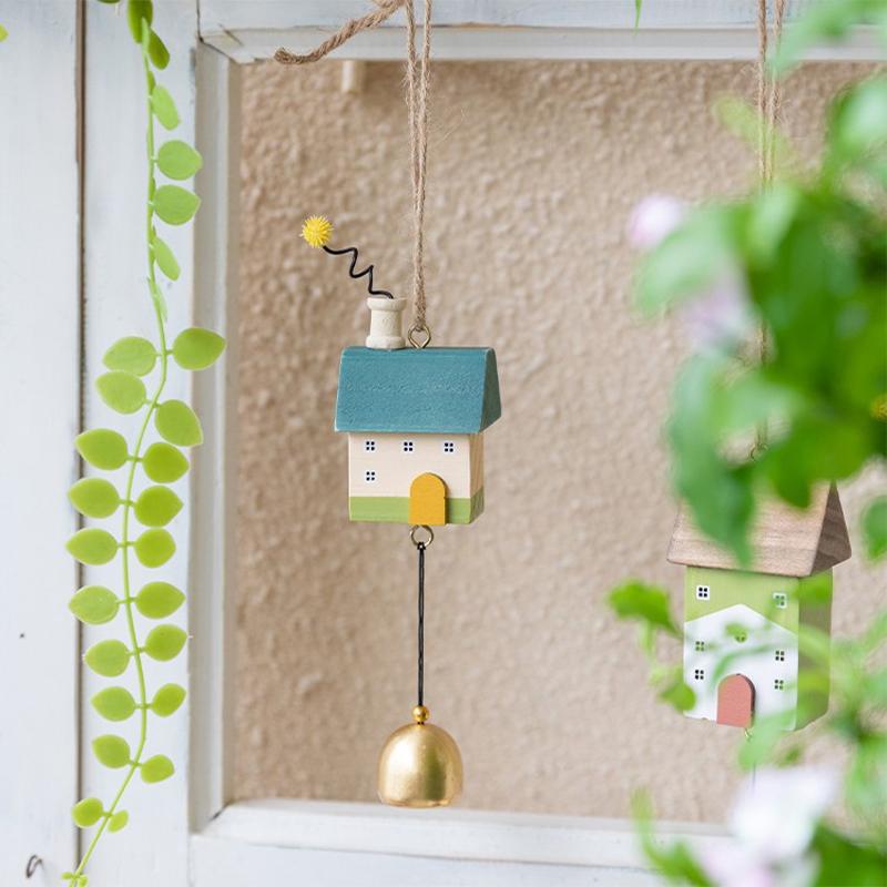 Cute Little House Wind Chimes Creative Doorknob Bell Hanging Decoration Bedroom Window Garden Outdoor Decor Birthday Gifts
