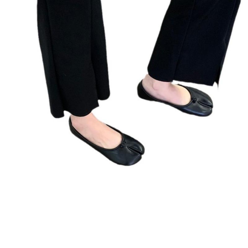 Mode Nouvelles Chaussures Plates pour Femmes Cuir Souple Confortables Mocassins à Bout Fourchu Femme Décontracté Ballerines Mujer Dames Nœud Papillon Mujer