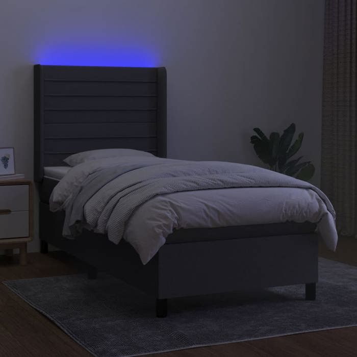 VidaXL Sommier à Lattes de Lit avec Matelas et LED, Lit Rembourré, Lit Simple, Lit Adulte de Chambre à Coucher Intérieur, 3138358