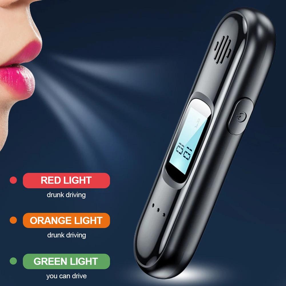 Alcohol Tester High Precision Breathalyzer Alcometer USB Rechargeable Non-contact LCD Display Digital Portable Alcohol Detector