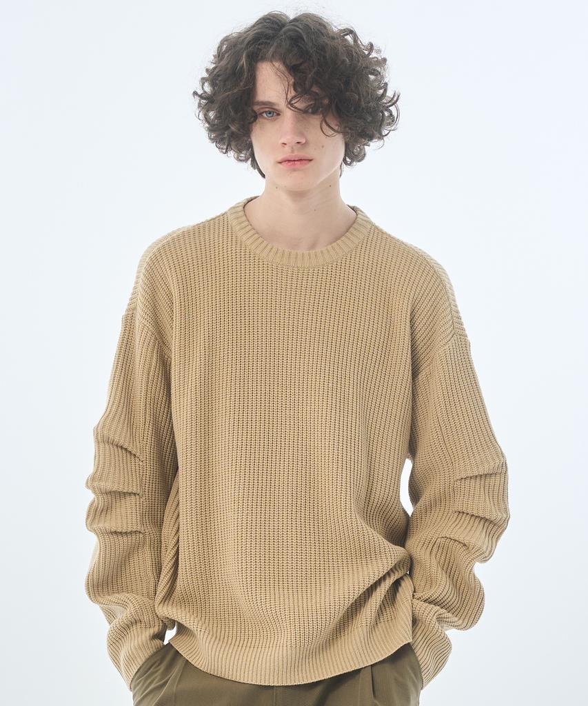 ZENSAI Oversized Crew Neck Knit Beige