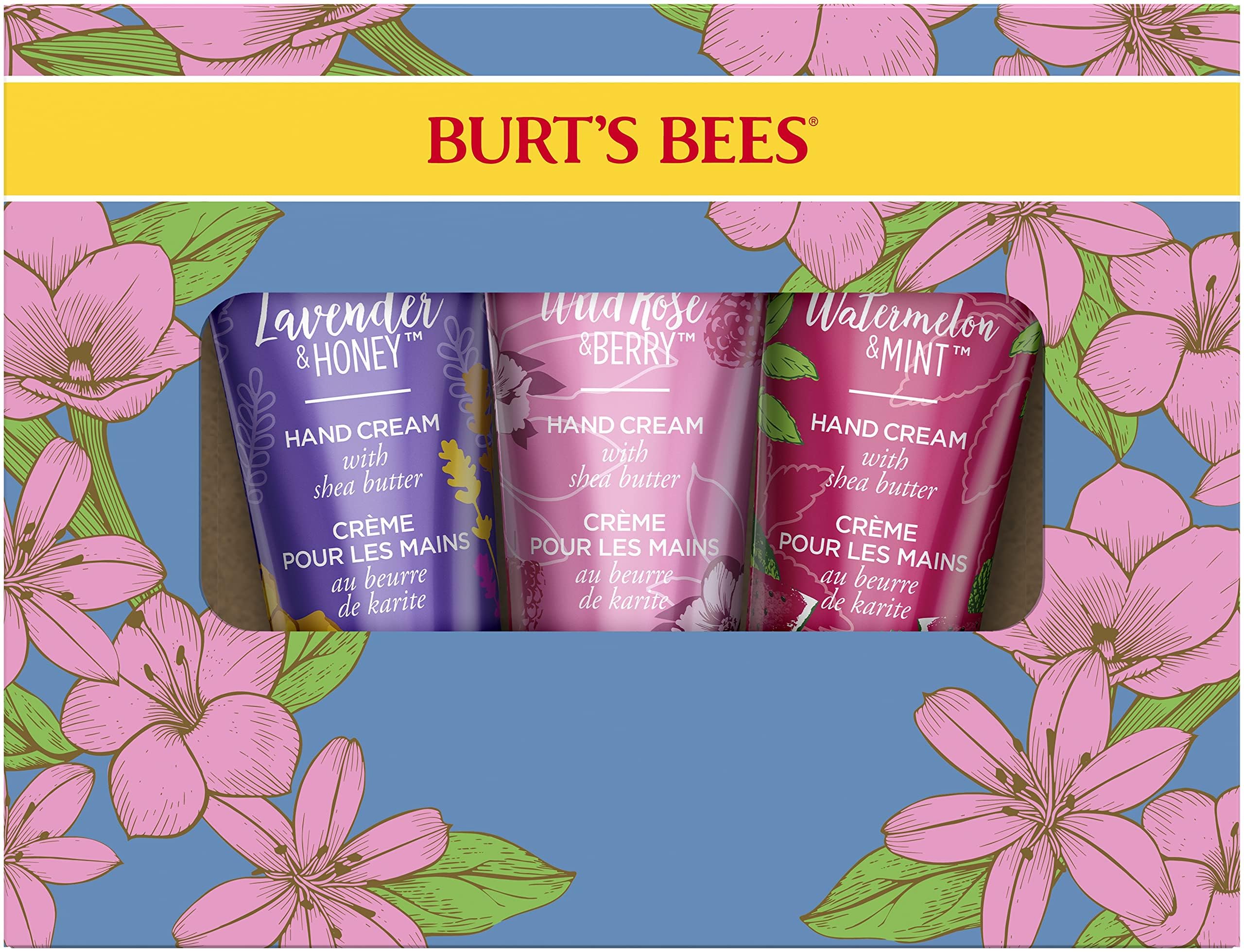 Набор кремов для рук Bees Hand Cream Подарочный набор Роза Арбуз Мята Идеально для Рождества или Дня Рождения [Официальный Burt s Bees] Burt s (Лаванда и Мед, и Ягоды, и /