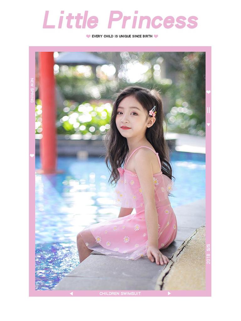 Girls' One-Piece Princess Swimsuit: Cute, Fashionable Swimwear for Kids