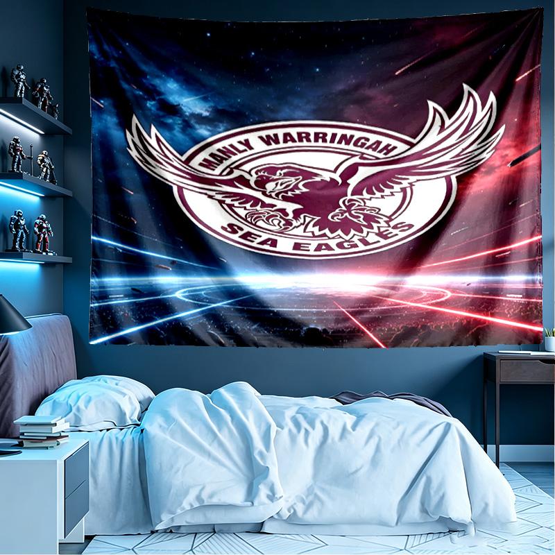 Manly Warringah Sea Eagles Print Tapestry, Lightweight Wall Hanging, for Bedroom, Dorm, Living Room, Home Art Decor, Birthday Christmas Gift for Frien