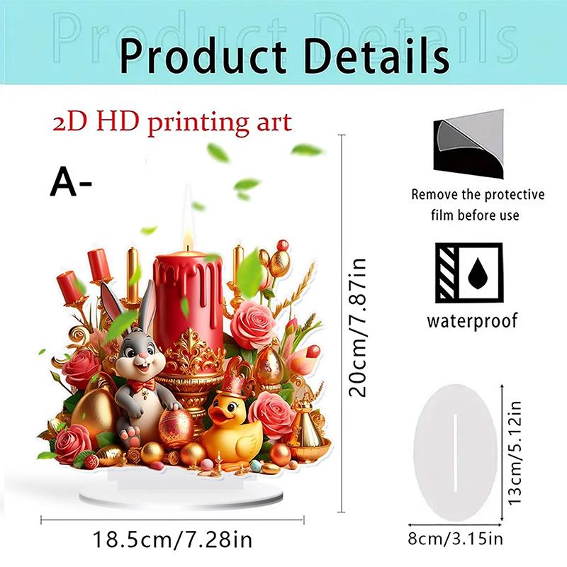 Bohemian Style 2D Acrylic Cute Easter Egg Rabbit Village DIY Decoration Festival Decor Desktop Ornament Easter Gifts For Bedroom