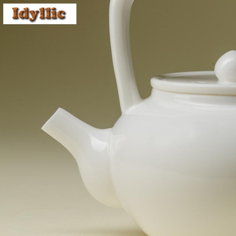 170ml Jadeton Weißes Porzellan Keramik Ruyi-Griff Teekanne Luxuriöser Tee-Aufgusskrug Teekessel mit Sieb Trinkgeschirr Geschenk