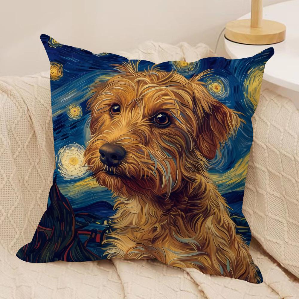 

Classic Catoon Starry Sky Dog Cushion Cover Soft Plush Fabric DoubleSided Printed Cushion Covers for All Seasons Home Decor 30x30cm