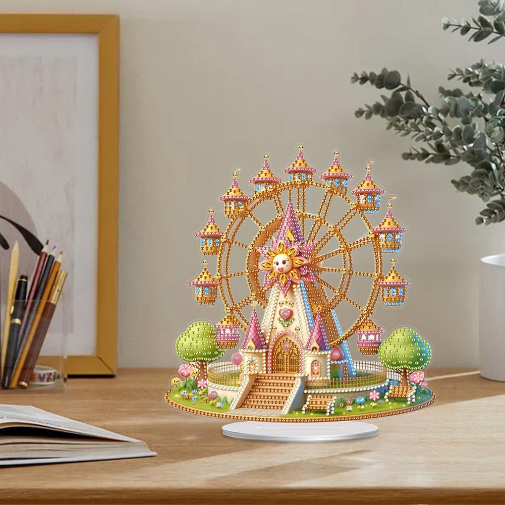 Acrylic 2D Flat Print Ferris Wheel DIY Desktop Diamond Art Kits 5D DIY Diamond Art Tabletop Decorations Bedroom Table Decoration