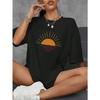 Creative Sun Printing T-shirt Women Hip Hop Summer Tops Crewneck All-Match Short Sleeve Cotton Comfortable Female Clothing