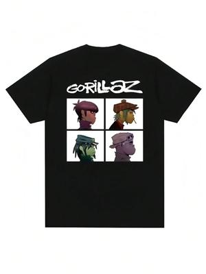 Music Band Gorillazs Punk Rock Print T Shirt 90s Casual Fashion Short Sleeve Plus Size T Shirt Unisex_1yn