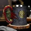 Kufel do piwa ze stali nierdzewnej 600 ml Retro kufel kubek do kawy kubek do herbaty średniowieczny smok żywiczny kubek dla miłośników fantasy