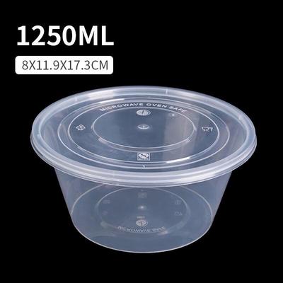 Zebian Einweg Runde Plastik Lebensmittelbehälter mit Deckel, 1250ml