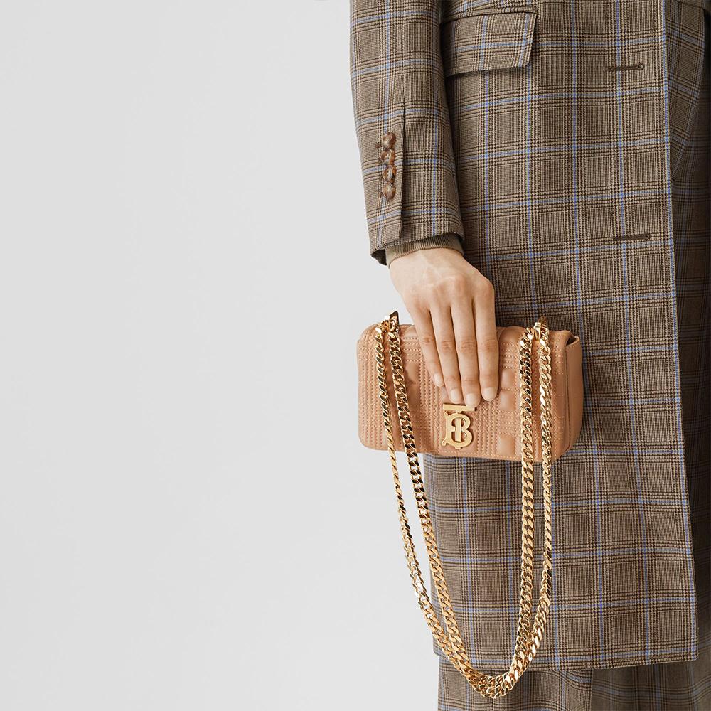 Burberry Lola Bag TB Logo Metal Chain Quilted Lambskin Crossbody Shoulder Bag Women bags Camel 80324001