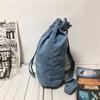 Denim Drawstring Backpack Women's Backpack Letter Embroidery Student Schoolbag