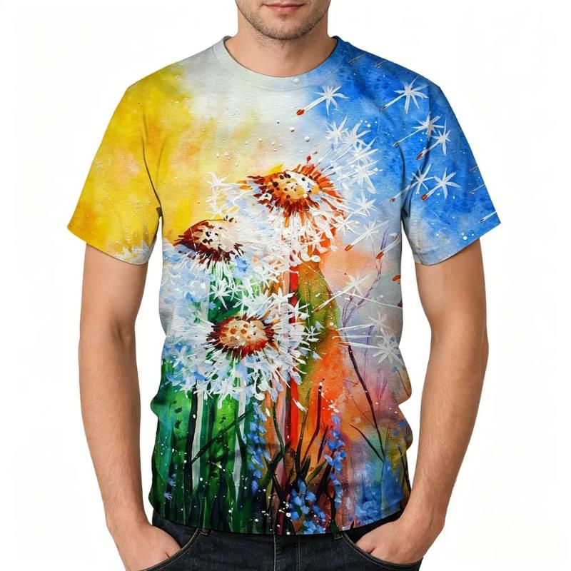 Fashion Women's Crew Neck Short Sleeve 3D Casual Color Printing Casual Short Sleeve Crew Neck T-Shirt