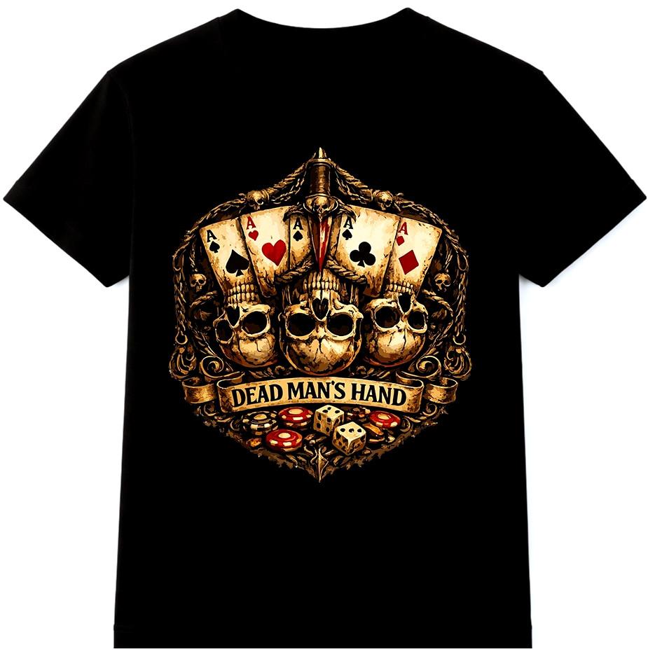 Poker T Shirt Dead Mans Hand Four Aces Gambling Cards Graphic Tee S разноцветный