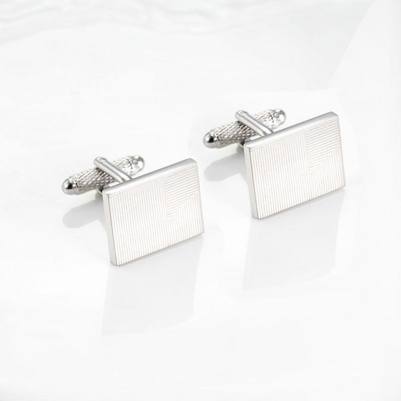 Rectangular Laser Patterned Metal Cufflinks Men's French