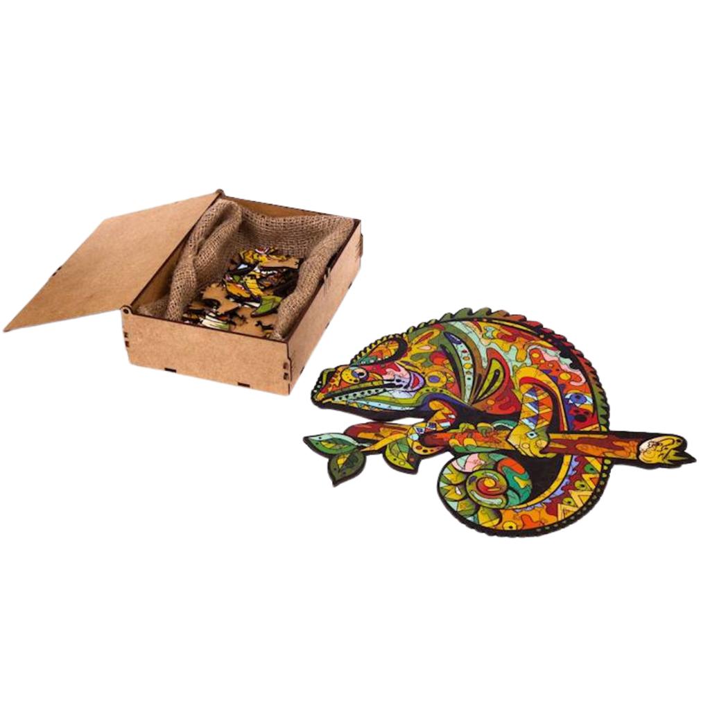 Puzzle Drewniane Układanka Kameleon Kolorowy Zestaw Puzzli A3 Ozdoba Pua3-00745