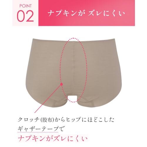 Wing/Wacoal Sanitary Panties, Organic Cotton Blend (Body Fabric), Pad Stays In Place, Compatible with Winged Pads, [Kanau], Regular Length, Women's Pe